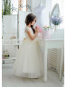 Ivory Lace Tulle Flower Girl Dress With Tiny Bow